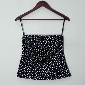 White House Black Market Black and White Polka Dot Strapless Top